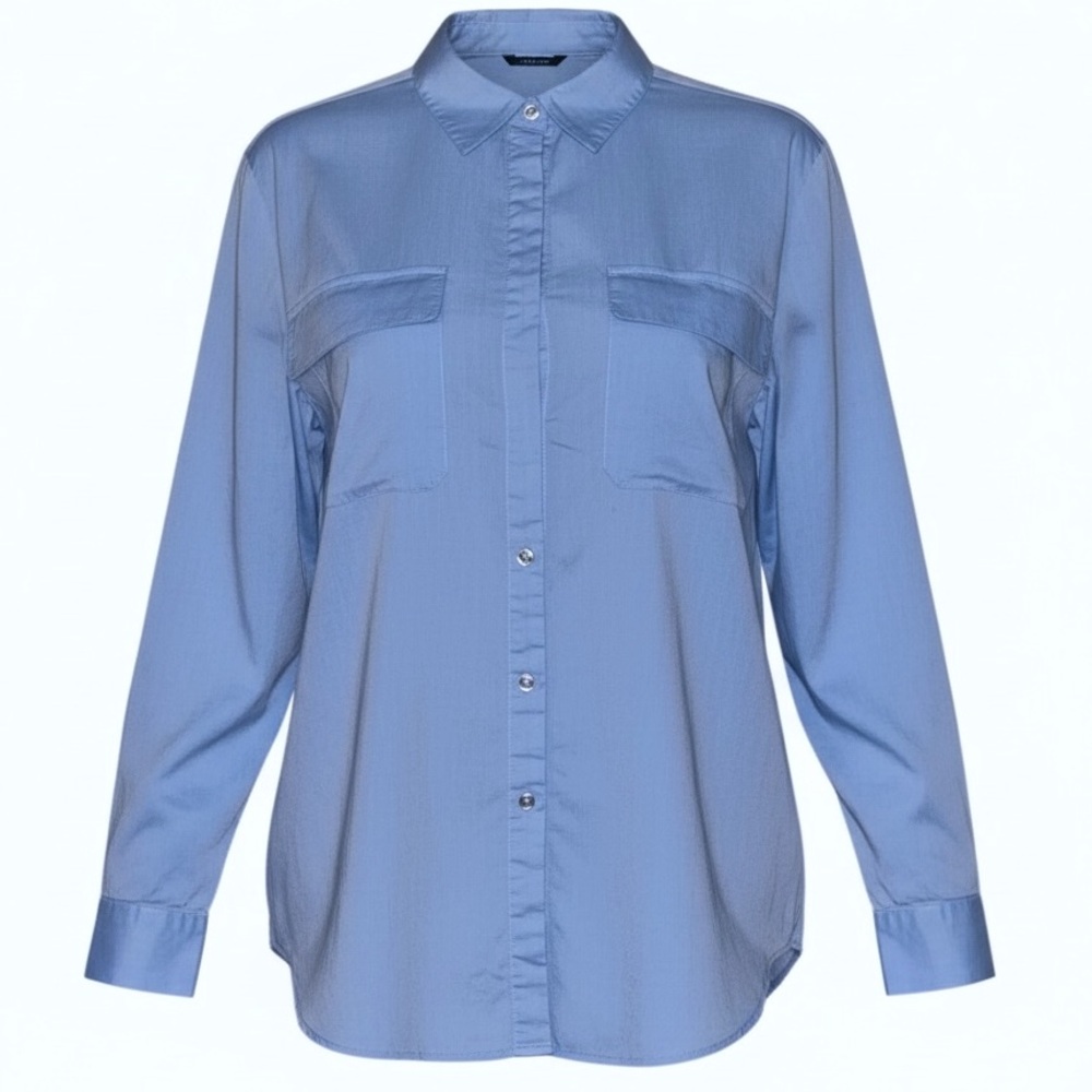 Ann Taylor Weekend Collection Chambray Utility Pocket Tunic Shirt Size XL